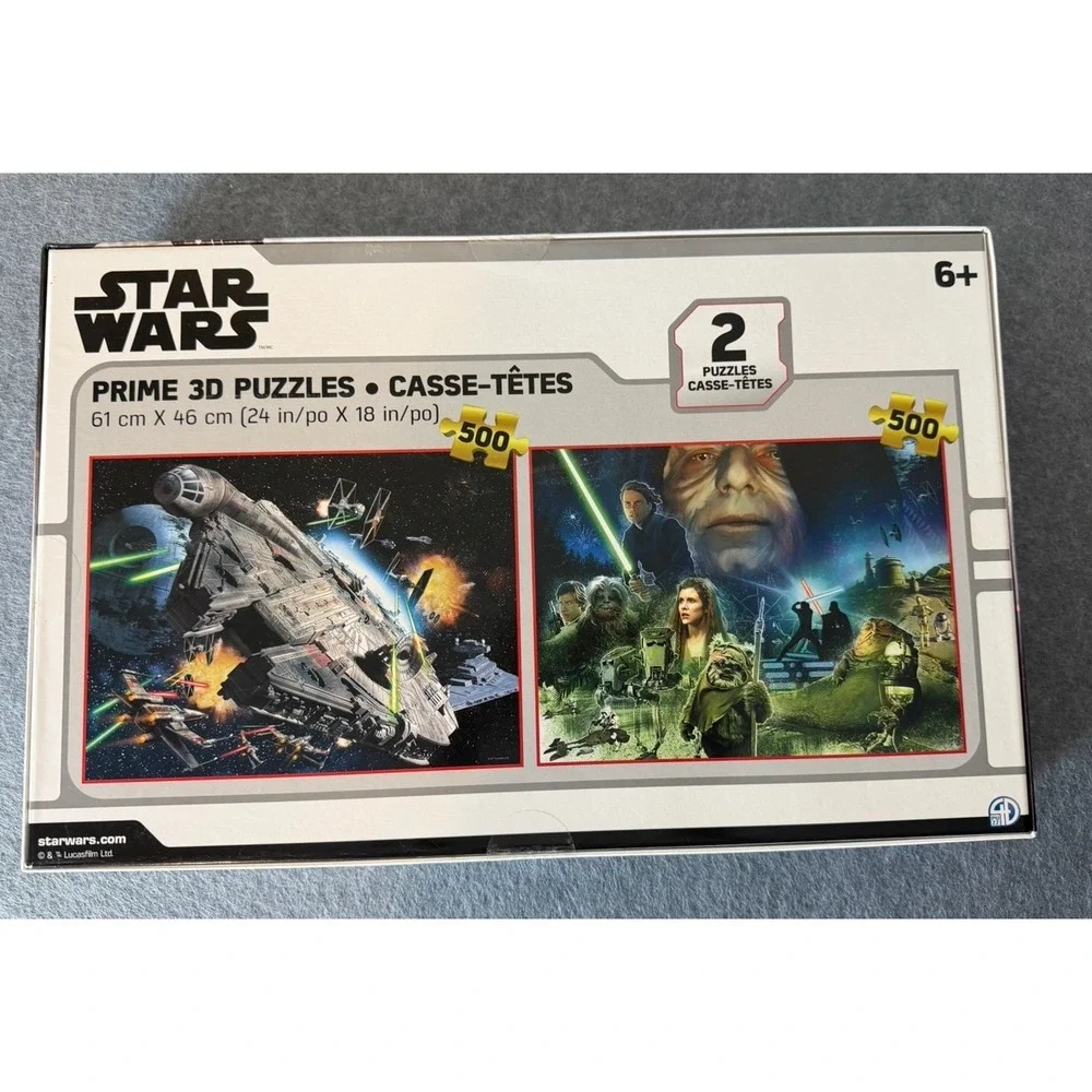 Star Wars 1000 Piece Puzzle (Pack of 2 x 500) Prime 3D Lenticular Disney NIB NEW